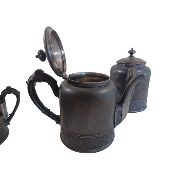 4 Piece PairPoint Quadrupleplate Silver Tea Coffee Pot Creamer Sugar Set USA Vtg - Picture 9 of 13